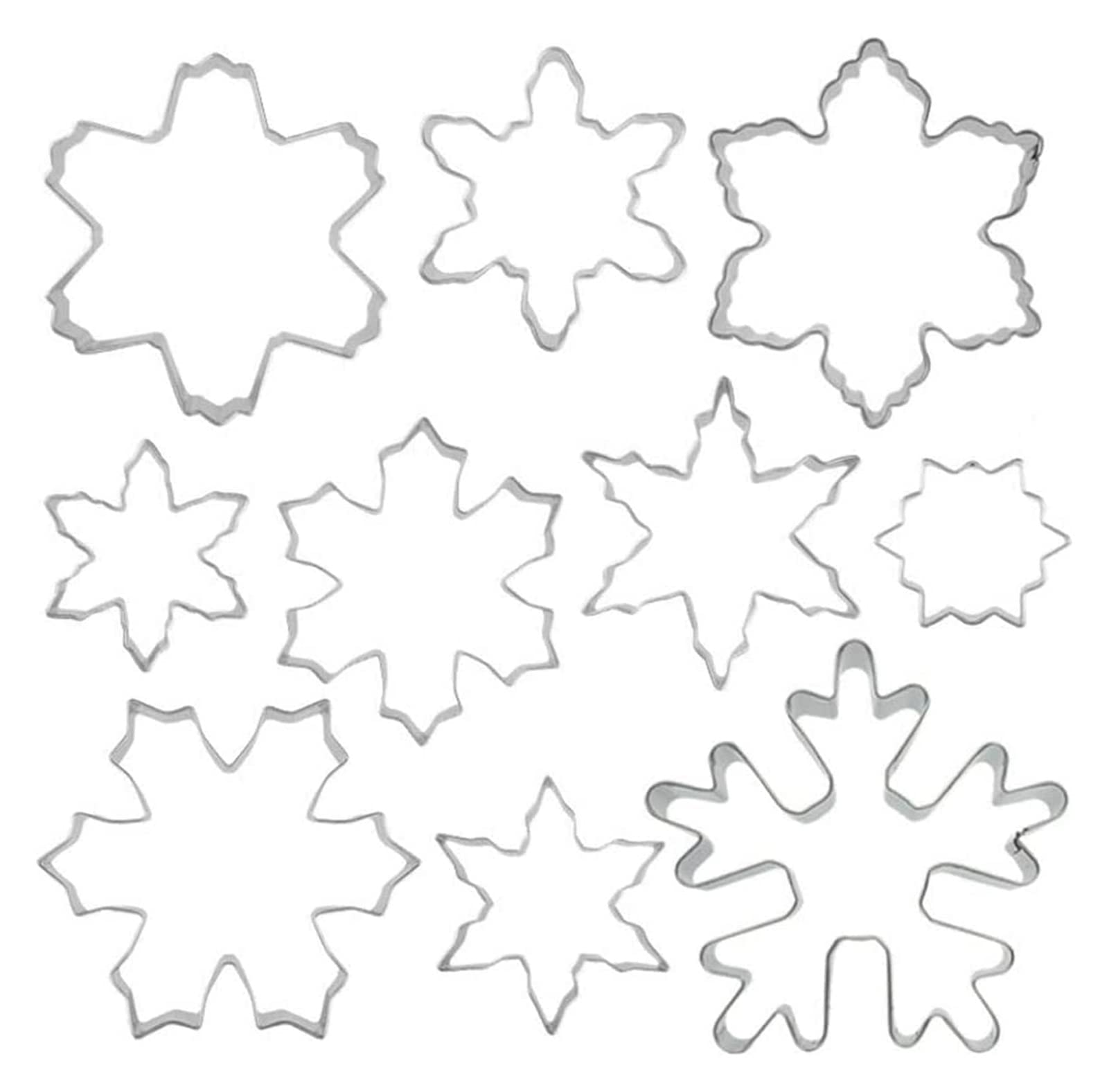 Moldes hechos a mano para hacer manualidades, moldes de Navidad, moldes de galletas, moldes de copo de nieve, cortadores de galletas para cocina, hornear, decoración de pasteles (10 piezas)