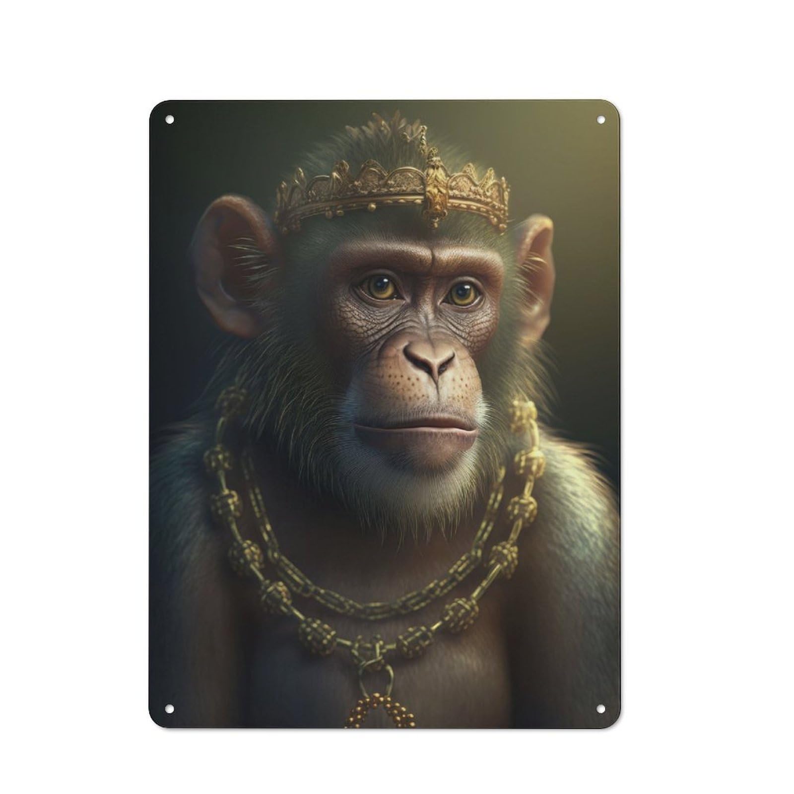 Junmoney Crowned Golden Monkey Metal Wall Sign 40X30cm Featuring For Home Bar Wall, Suited To Bar Sign Collectors