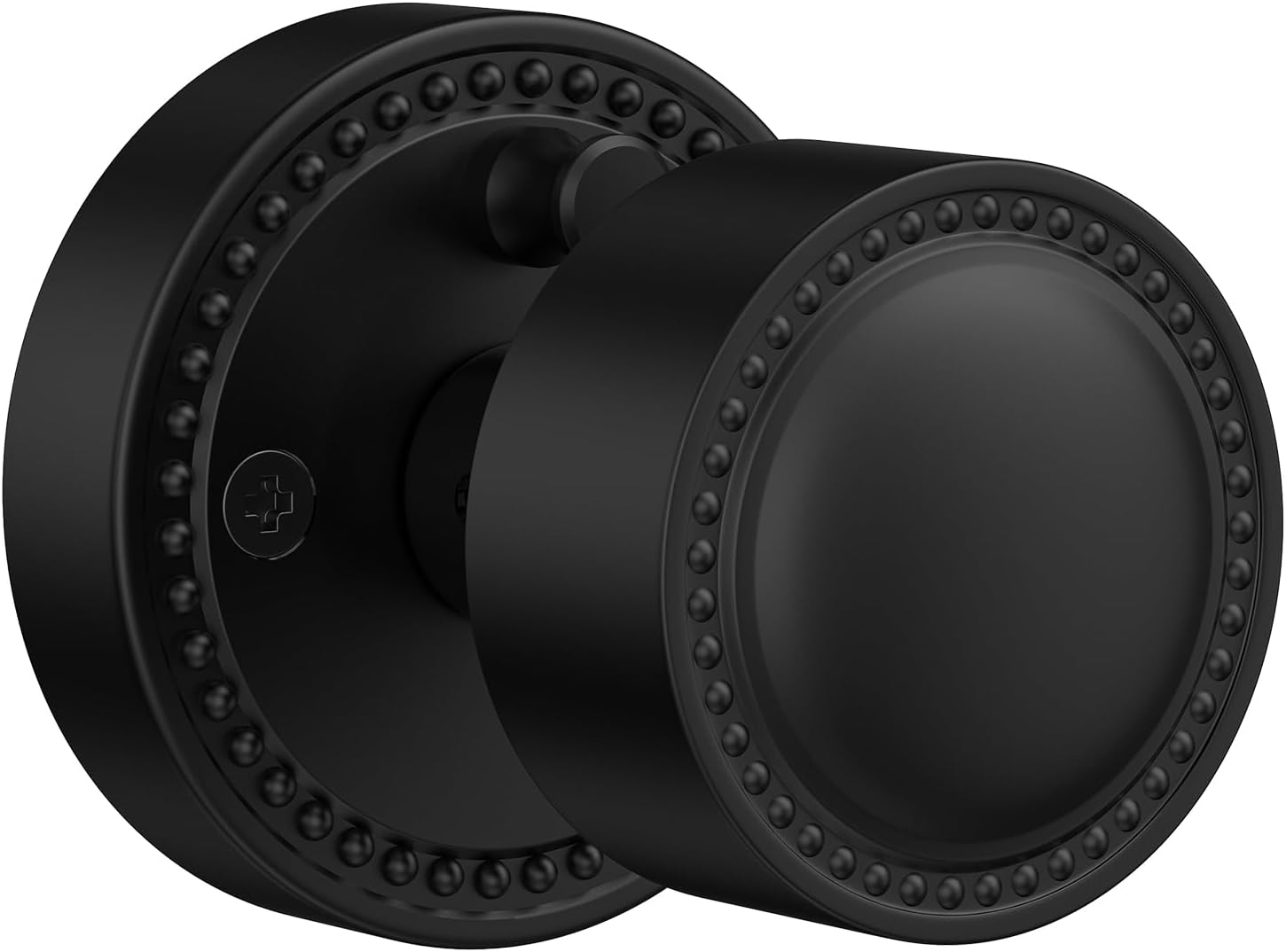 Matte Black Door Knobs, Zinc Alloy Heavy Duty Privacy Door Knobs, Round Vintage Interior Door Knobs with Lock for Bedroom, Bathroom, Study, Office, 1Pack