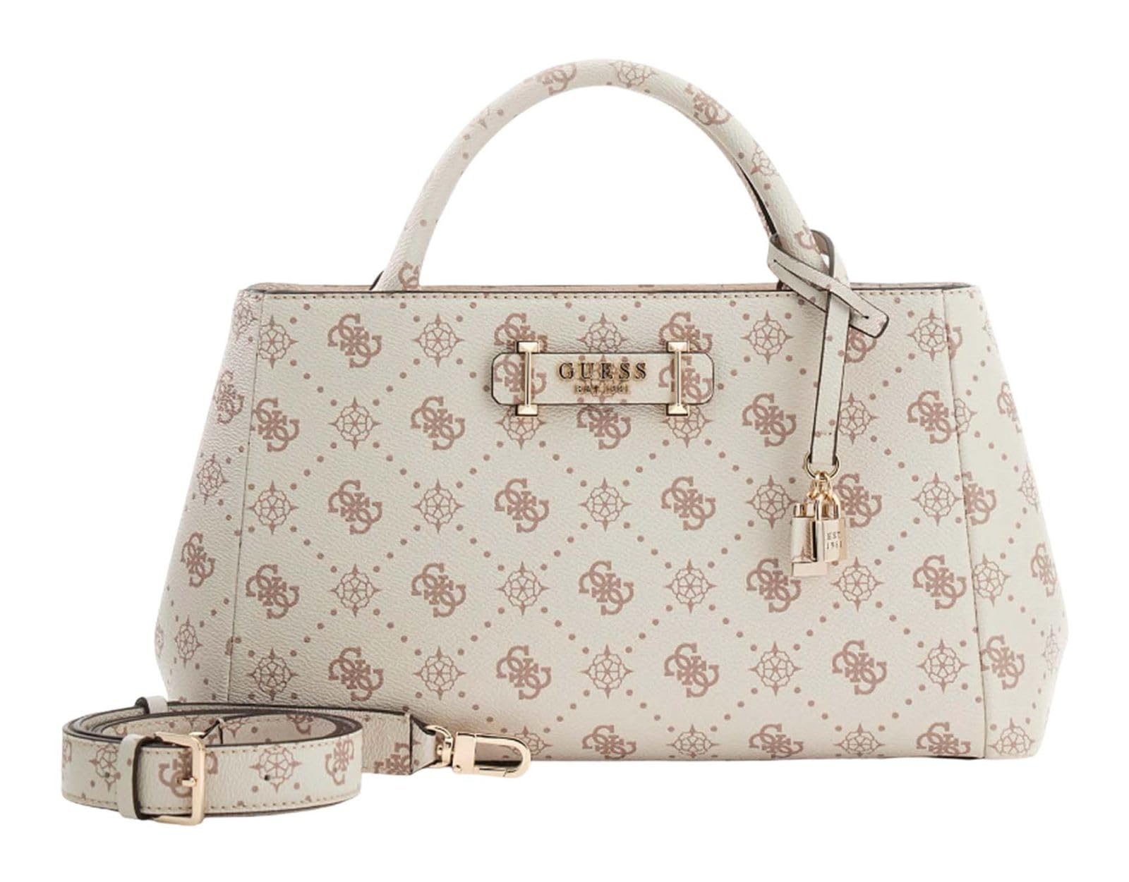 GUESS borsetta borsa a tracolla Carrie Logo Girlfriend Satchel Vanilla Logo avorio