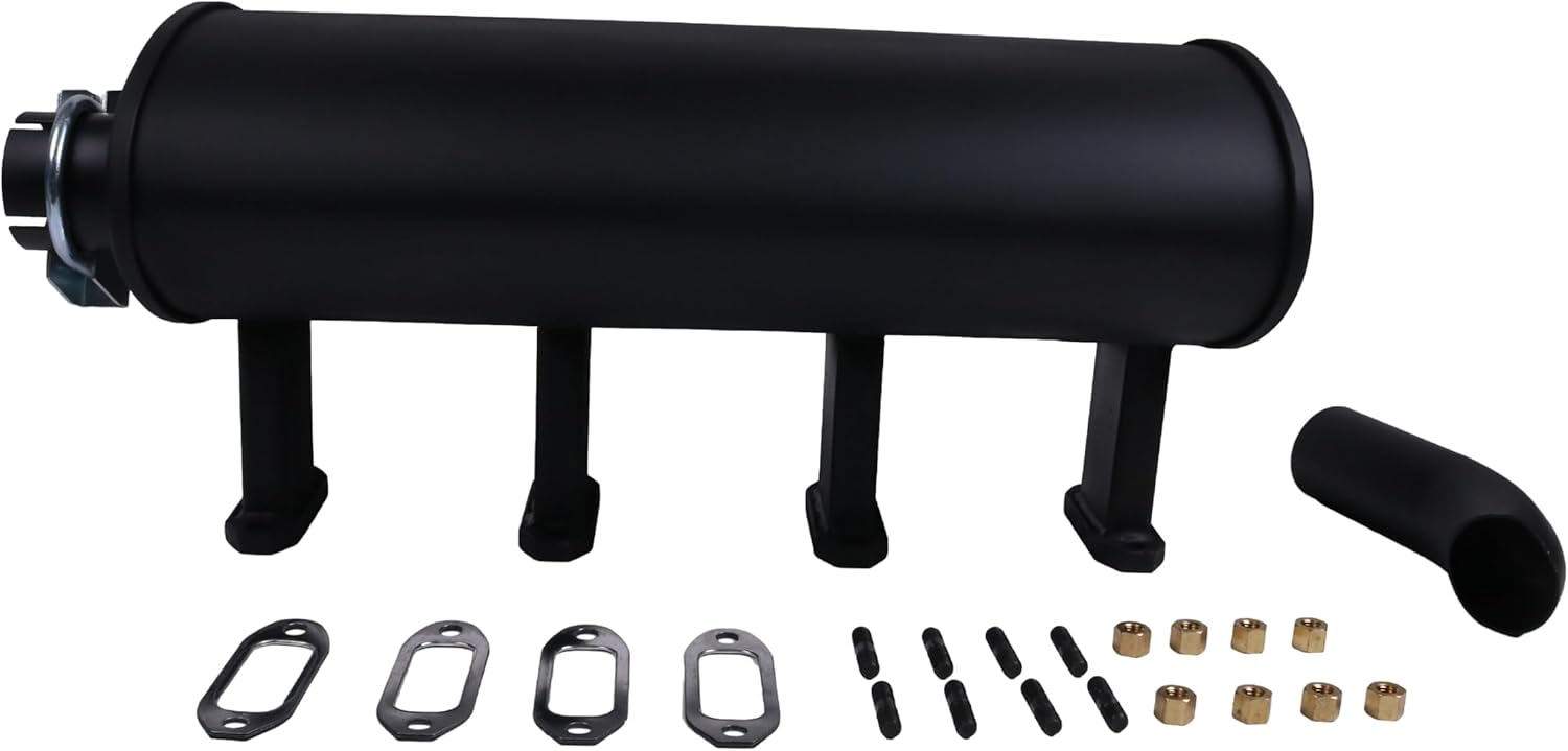 Muffler Kit with Short Pipe 04191237 Compatible With Deutz F4L912 F4L913 F4L914 Engine 4-Cylinder
