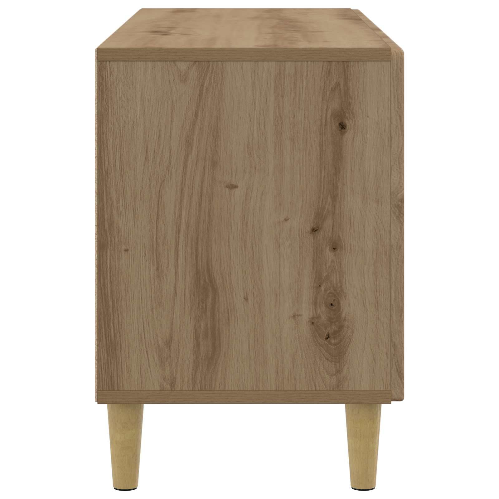 Mobile TV basso in rovere Artisan, 99 x 34,5 x 50 cm, mobile TV vintage con 3 ante e gambe coniche, unità multimediale stabile, credenza per soggiorno