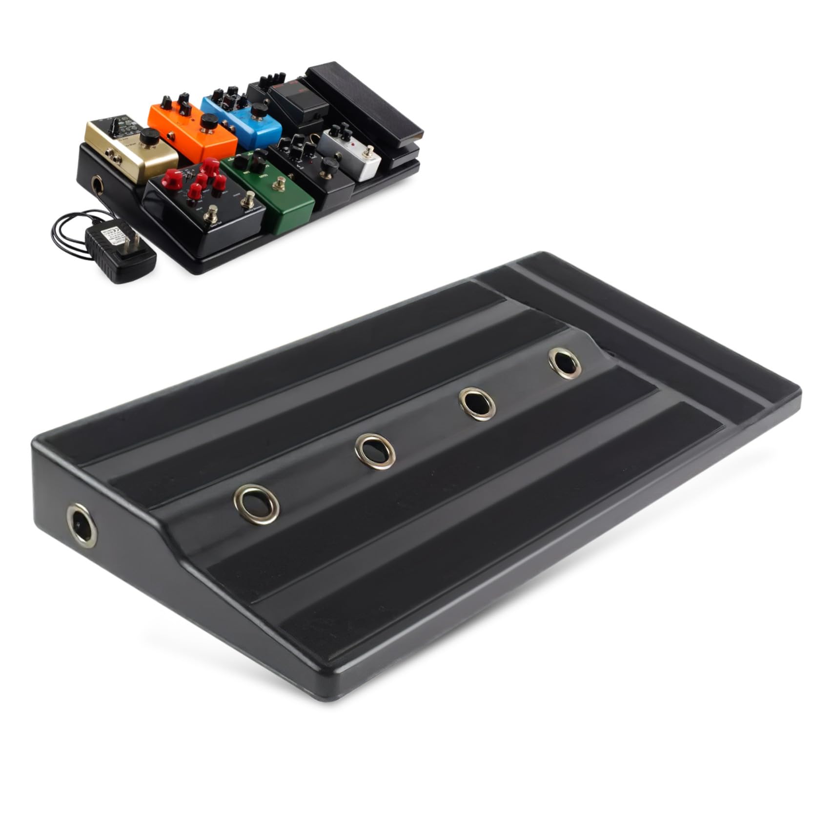 Schwarzes Gitarreneffekt Pedalboard aus Pe, Leicht und Tragbar | Live Auftritte und Proben, Hohe Flexibilität, Robuste Ausführung, mit Ständer, Netzteil, Halterung, Tasche
