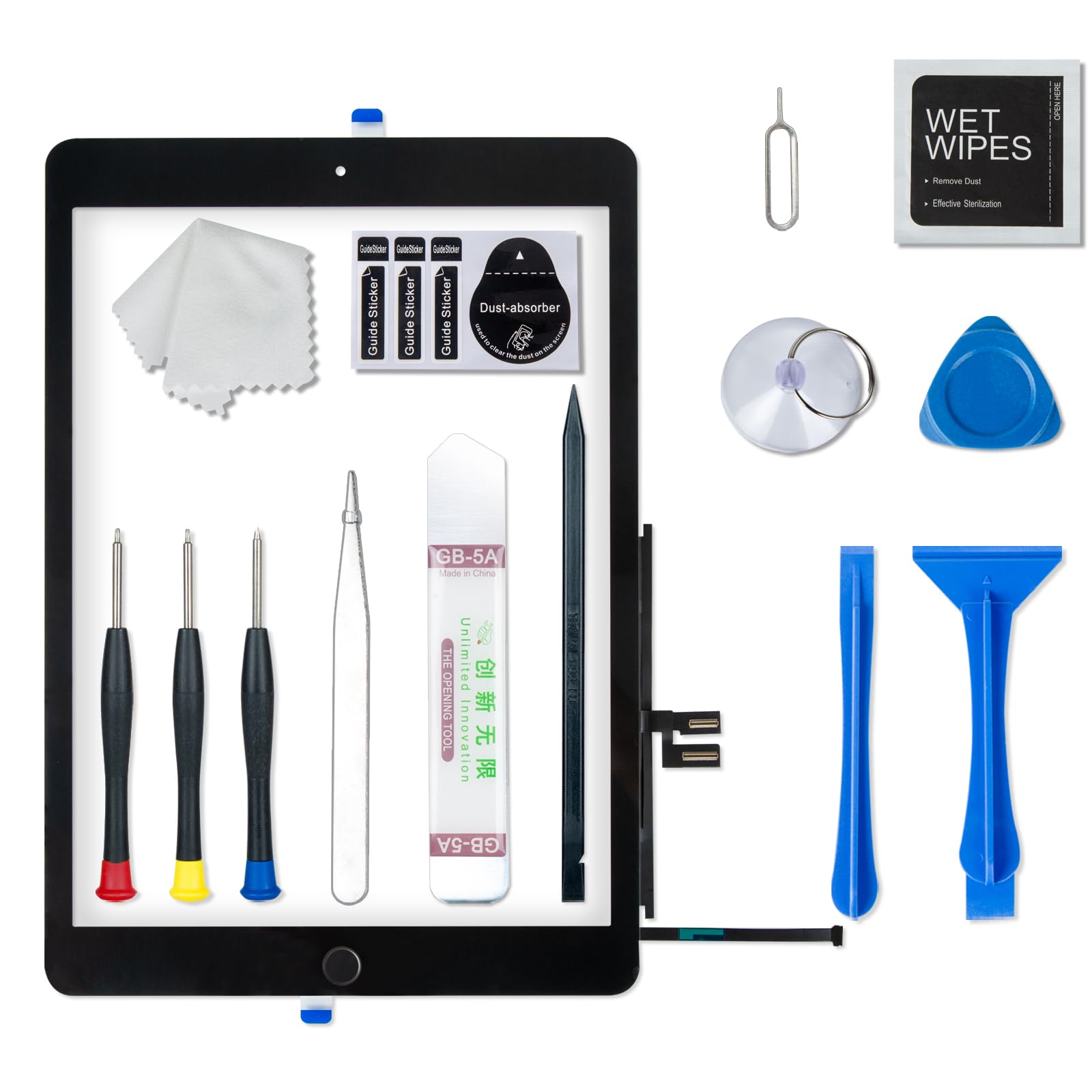 Écran tactile de rechange pour iPad 7 7e/8ème génération 2019 2020 10,2" pour 7ème ou 8ème génération A2197 A2198 A2200, A2270 A2428 A2429 A2430 avec bouton Home