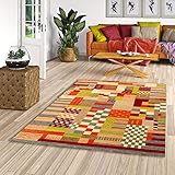 Theko Natur Teppich Indo Gabbeh Esta Bunt Felder in 6 Größen