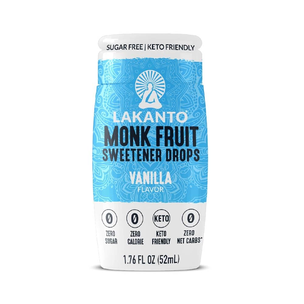 Lakanto Liquid Monk Fruit Extract Drops - Zero Calorie, Zero Sugar, Keto Drink Sweetener, Sugar Substitute, On the Go, Tea, Coffee, Water, Smoothies, Other Drinks Vanilla - 1.76 fl oz - Pack of 1