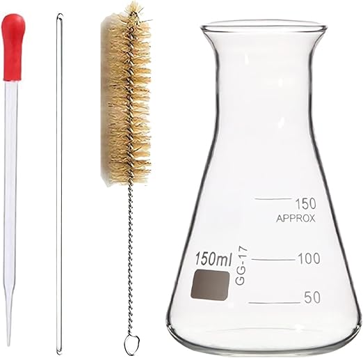 Glass Conical Flask, Wide Mouth Erlenmeyer Flask, Graduated