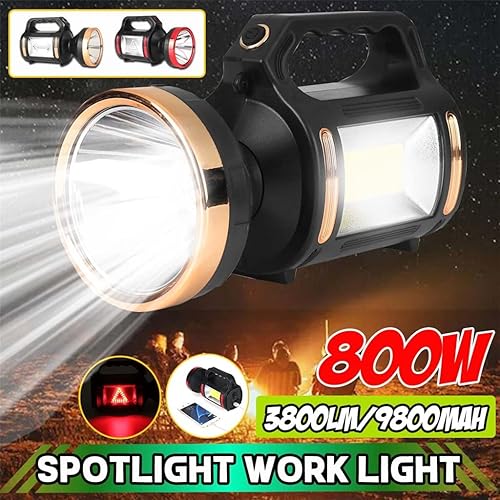 Miniatura 6 de DHTDVD - Linterna LED USB súper brillante y potente de 800 W, linterna de búsqueda de luz nocturna, linterna portátil, batería recargable (color  E,