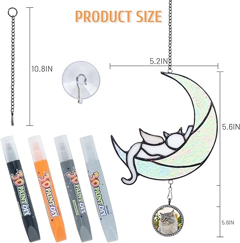 Miniatura 3 de Regalos conmemorativos para gatos de luna, regalo de condolencias para colgar vidrieras para colgar en la ventana, regalos conmemorativos para