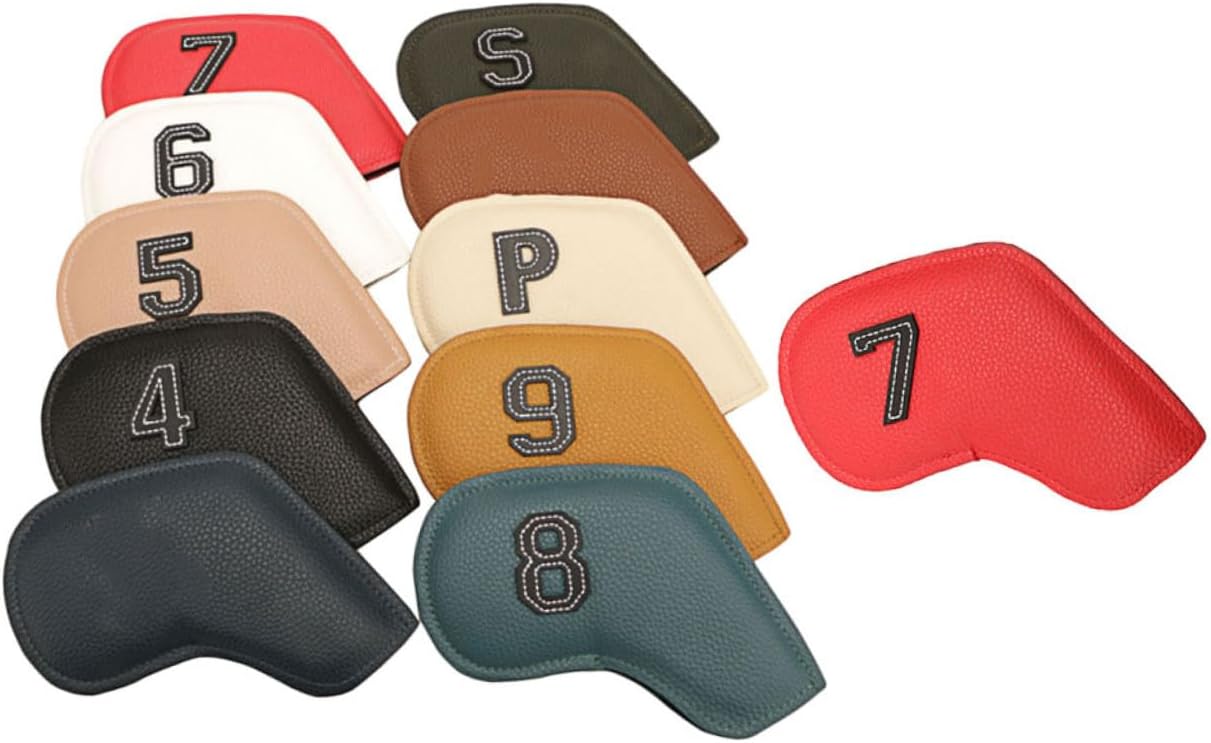 Pu Leather Golf Club Putter Sleeve and Iron Head Covers Set Universal Golf Putter Cover with Double-Sided Numbering for Sports Use