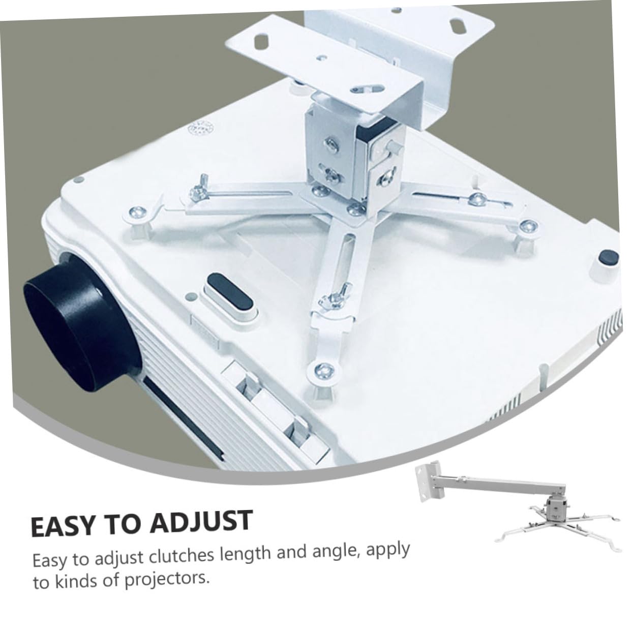 DOITOOL Support de Plafond pour Vidéoprojecteur, Support Réglable en Acier au Carbone Blanc, Longueur Télescopique 40-65cm, pour Usage Domestique