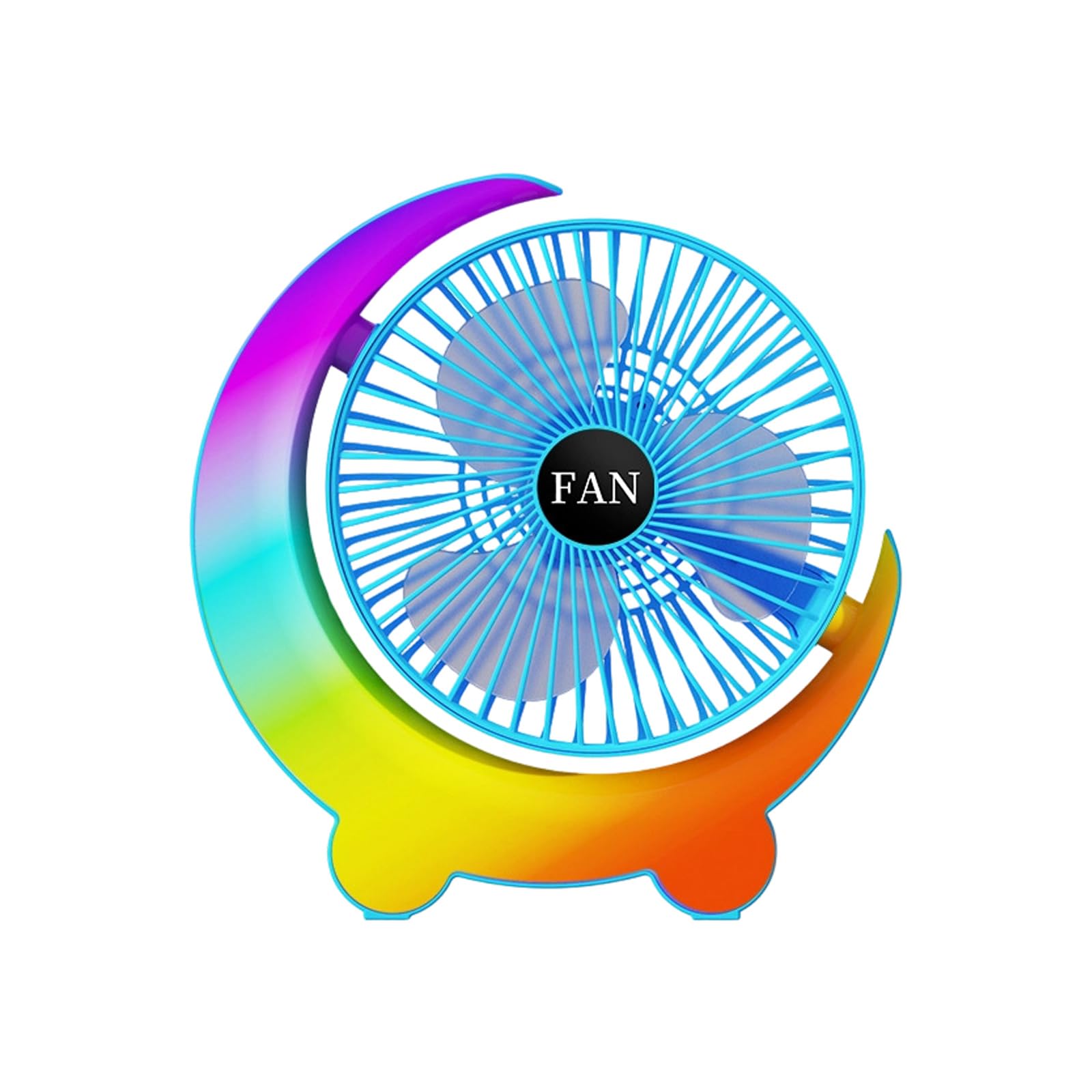 Uqezagpa Sky Blue Desk Fan Quiet Portable Tabletop Adjustable 3 Speed Fan With Led Light For Home Outdoor Travel School Kitchen Bedroom Lightweight Portable