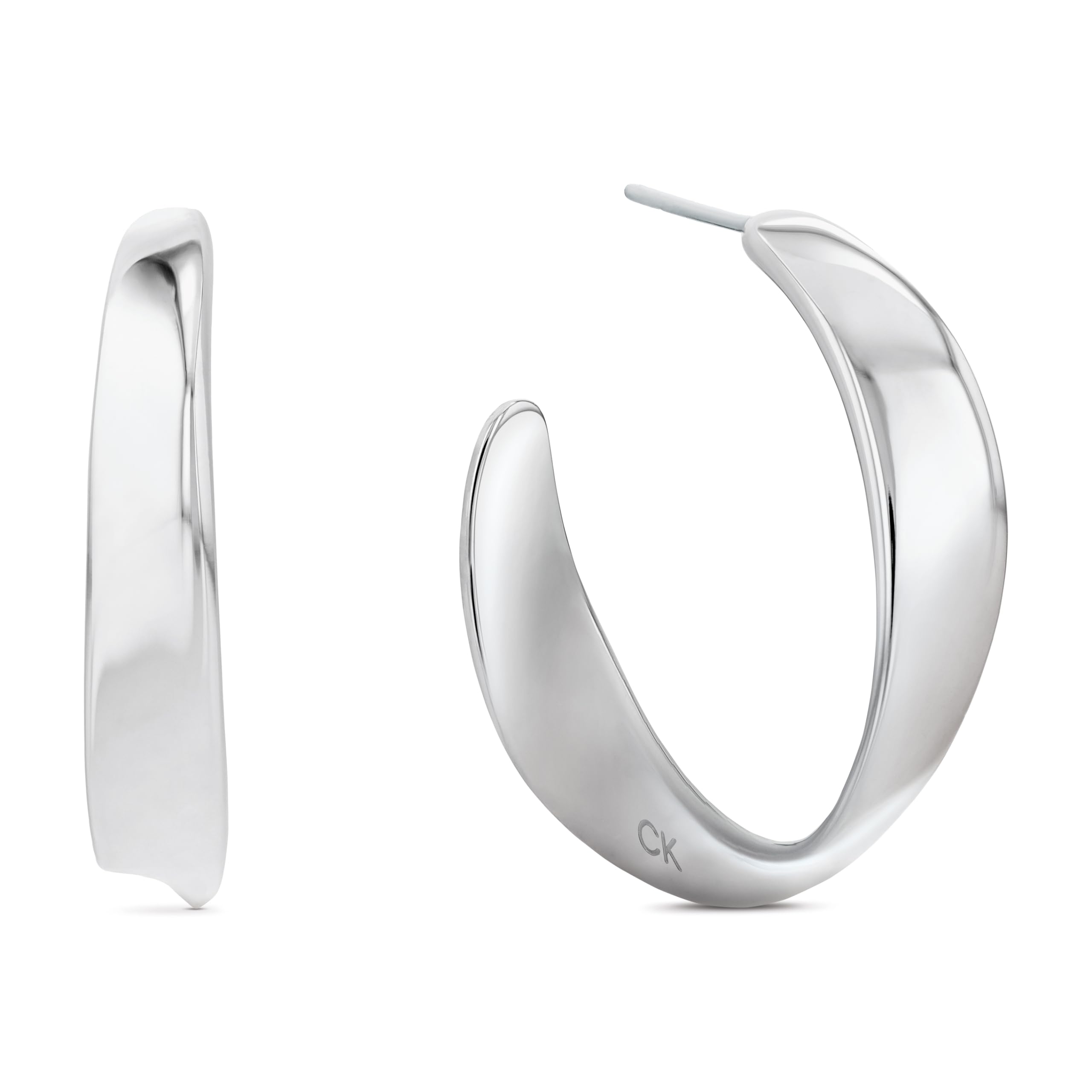 Calvin Klein Women's Twisted Hoop Earrings Silver
