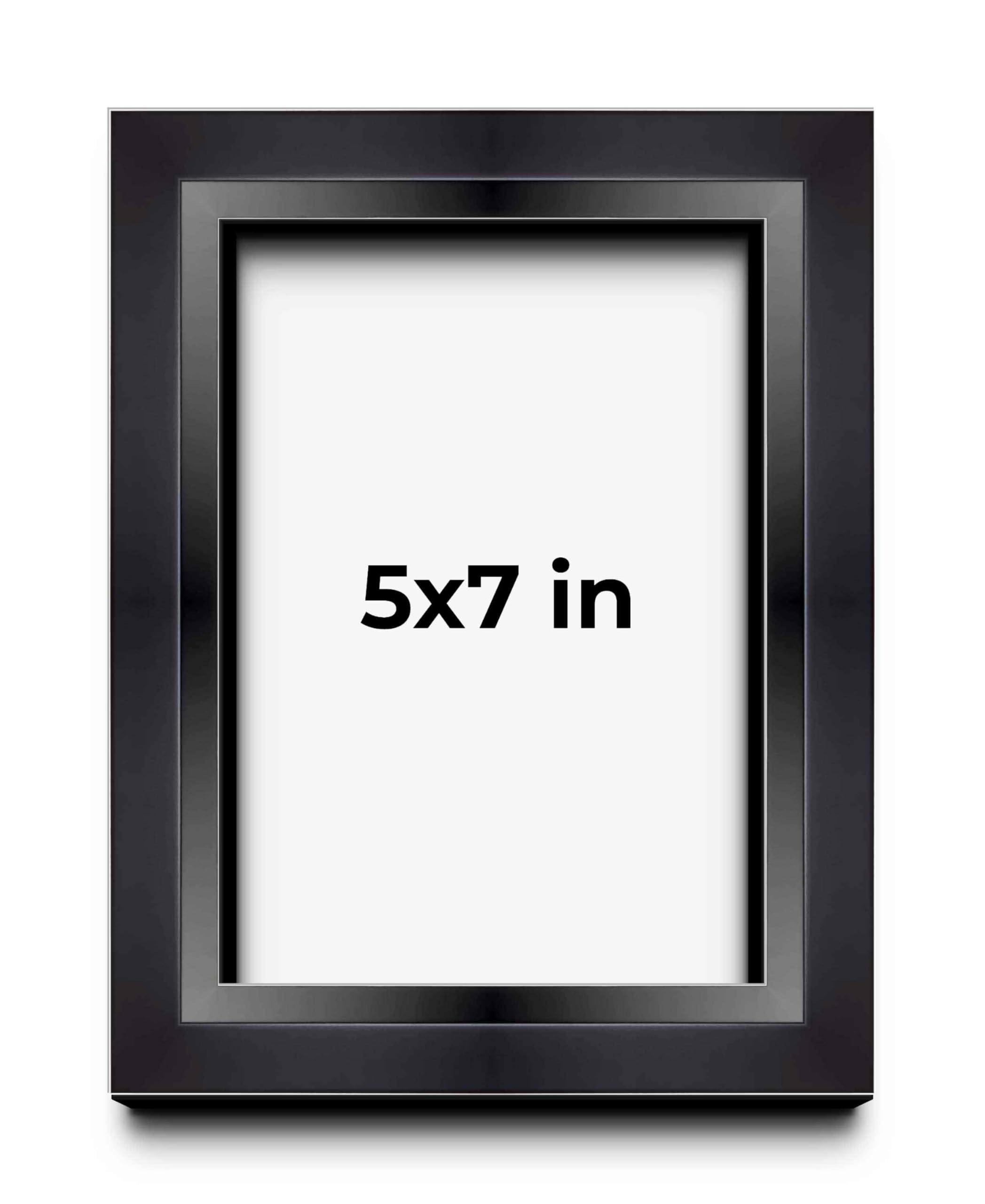 5x7 Inch Shadow Box Black Beveled Display Frame | 1.5 Inches Deep | 1 Inch Wide Moulding | Includes Shatter Resistant Acrylic Plexiglas, Acid-Free