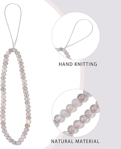 Miniatura 10 de OAIITE - Correa de muñeca con cuentas semipreciosas para teléfono celular, hecha a mano, piedra preciosa natural, cadena de teléfono