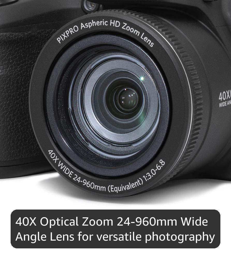 Kodak PIXPRO AZ405-BK 20MP Digital Camera, 40X Zoom, 24mm Wide Angle Lens, Image Stabilization, 1080p Full HD Video, 3" LCD, Black