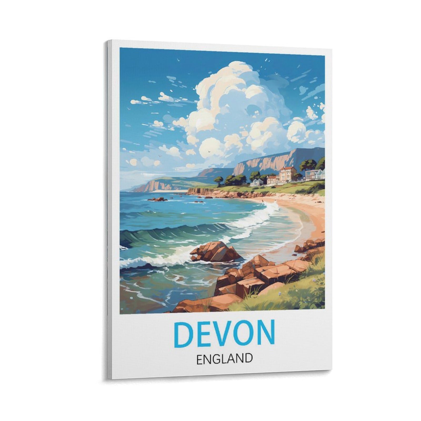 LNUYITR Devon England Vintage Travel Posters 16x24inch(40x60cm) Canvas Art Posters And Wall Art Picture Prints Modern Home Bedroom Decor Posters