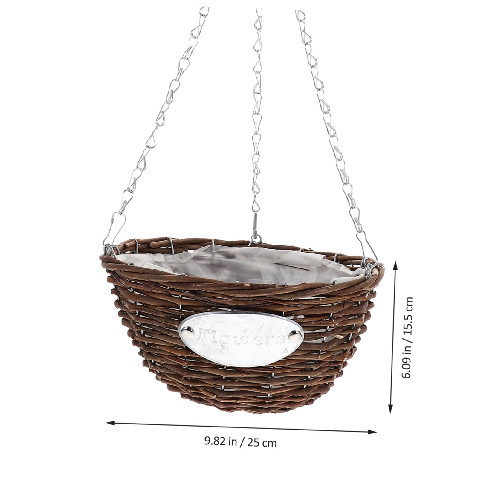 Vasi Sospesi Set 2 Pezzi Marrone in Rattan e Metallo Decorazione per Piante da Interno e Balcone, per Appassionati di Giardinaggio