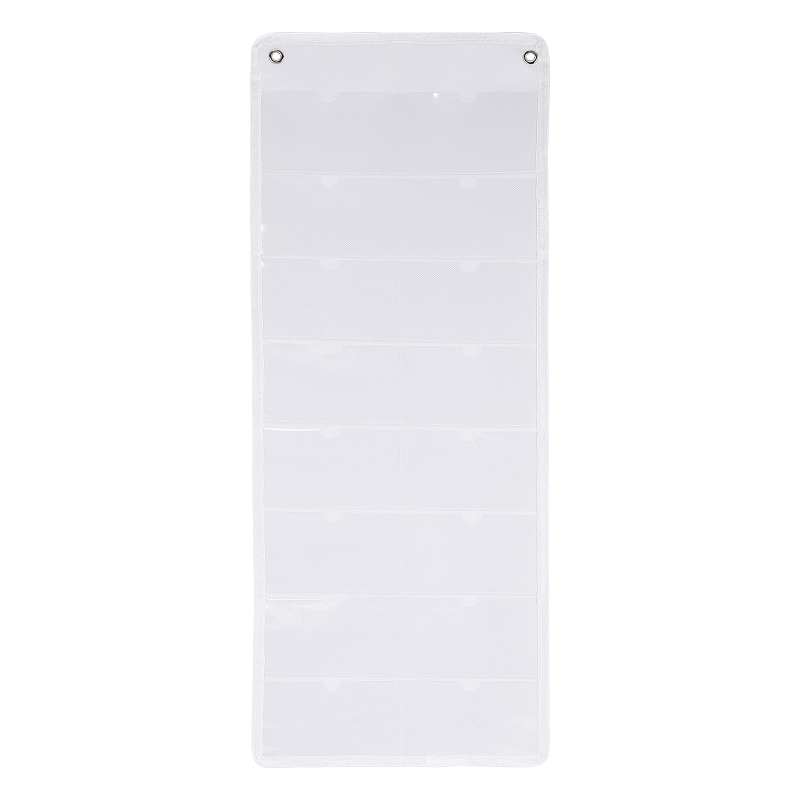 PATIKIL 7.6x13.5CM Index Card Holder Sleeve, 16 Card Slots Organizer Sleeve, PVC Clear Organizer Hanging Wall Pocket Chart for Office Classroom Library Home Organization, White