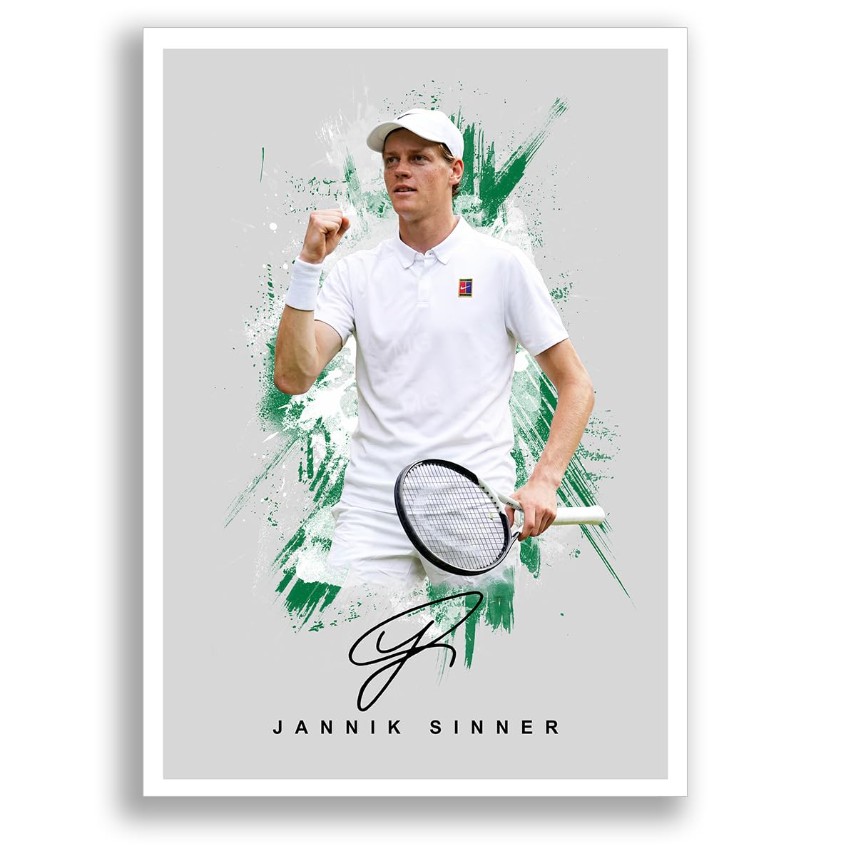 Mounted Gifts Trading Grey (A3 Unframed) Jannik Sinner Tennis Signed Photo Poster A4/A3 Print Picture Display Framed Autograph Memorabilia For Sports Fans Gift Italy (Grey (A3 Unframed))