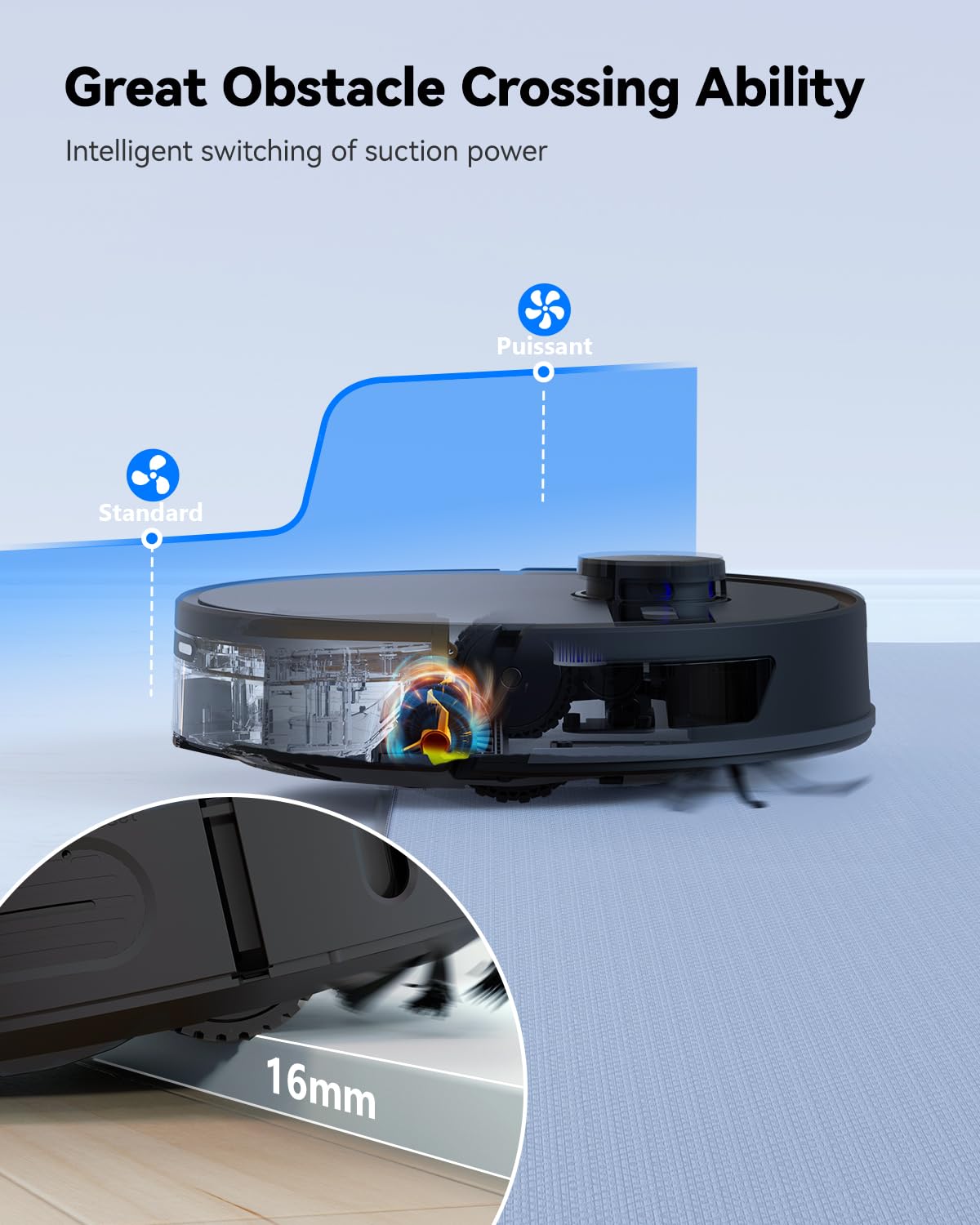 Imou Robot aspirapolvere 4500Pa RV1L aspirapolvere robot 2 in 1, ricarica automatica da 3200mAh, Navigazione LiDAR, APP