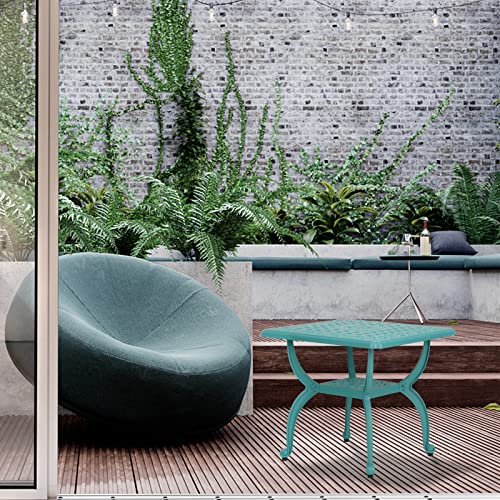 Jardin De Centennial Cast Aluminum Outdoor Side Table,Anti-Rust Outdoor End Table,Patio Coffee Bistro Table For Indoor,Garden,Porch,Balcony(Square Blue) #TOP1