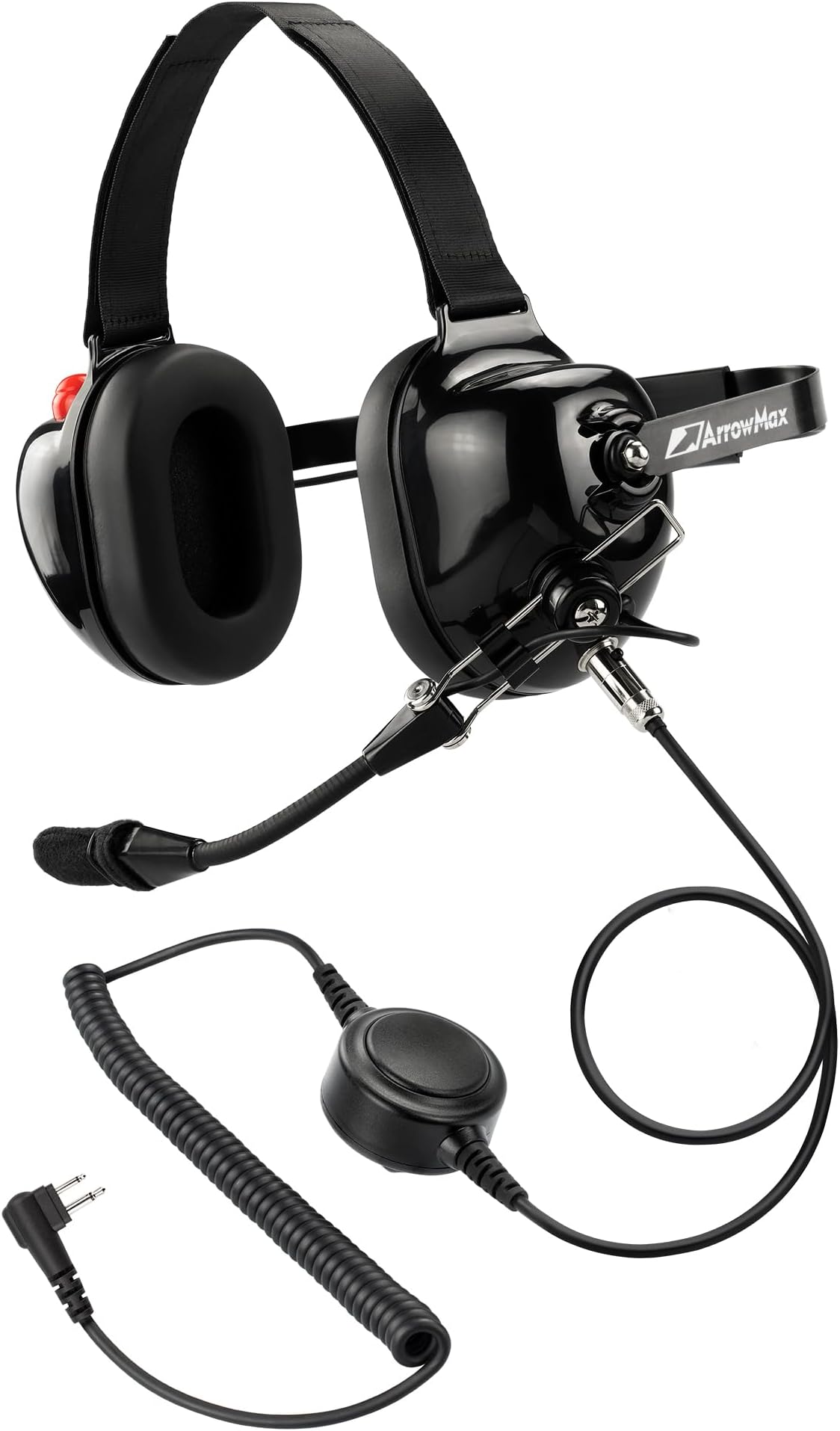 ArrowMax AHDH0032-BK-H1 Behind-The-Head-Head Dual Muff PNR Headset with PTT and Noise Cancelling MIC for Hytera/HYT TC-500 TC-508