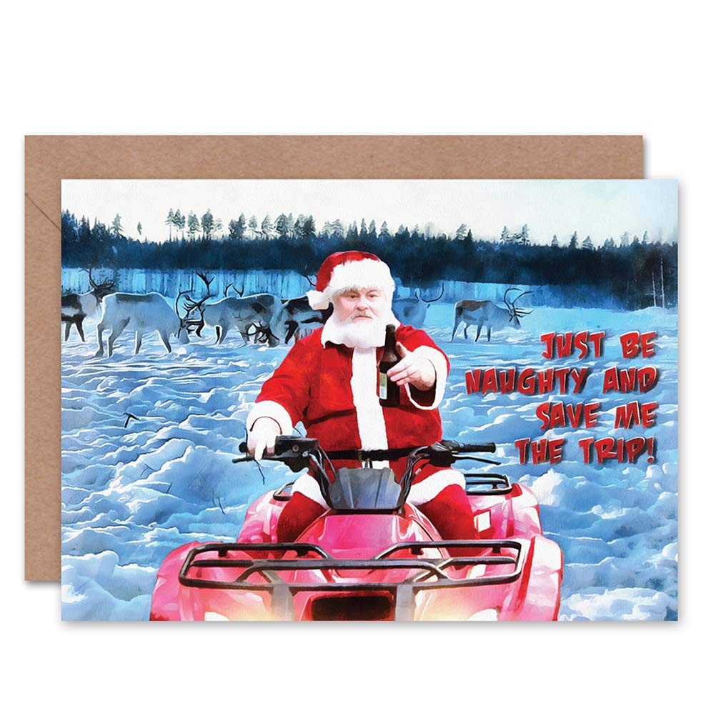 Wee Blue Coo CARD CHRISTMAS XMAS MERRY BE NAUGHTY SANTA PRESENT GIFT