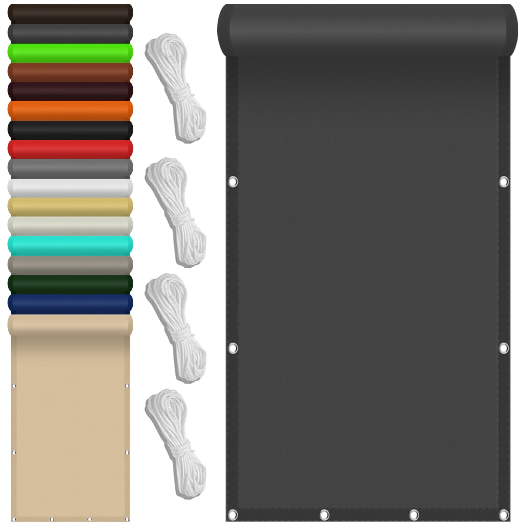 Voile d'ombrage pour terrasse et jardin extérieur carré 4.8 x 4.8 m gris foncé