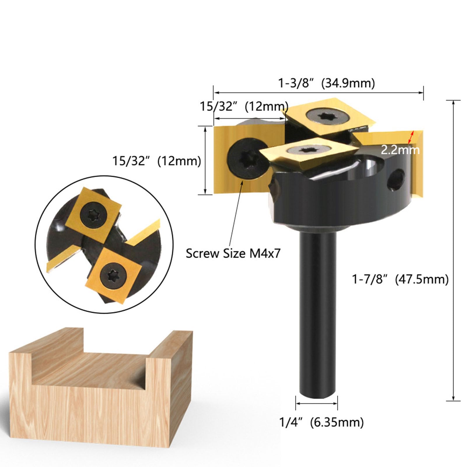 Gedourain Spoilboard Surfacing-Fräser, Effizient, 4 Rillen, 1-3/8 Zoll, Ti-beschichtet, Zum Glätten von Abfallbrettern, CNC-Maschinen, Legierter Stahl für Holzbearbeitungsprojekte