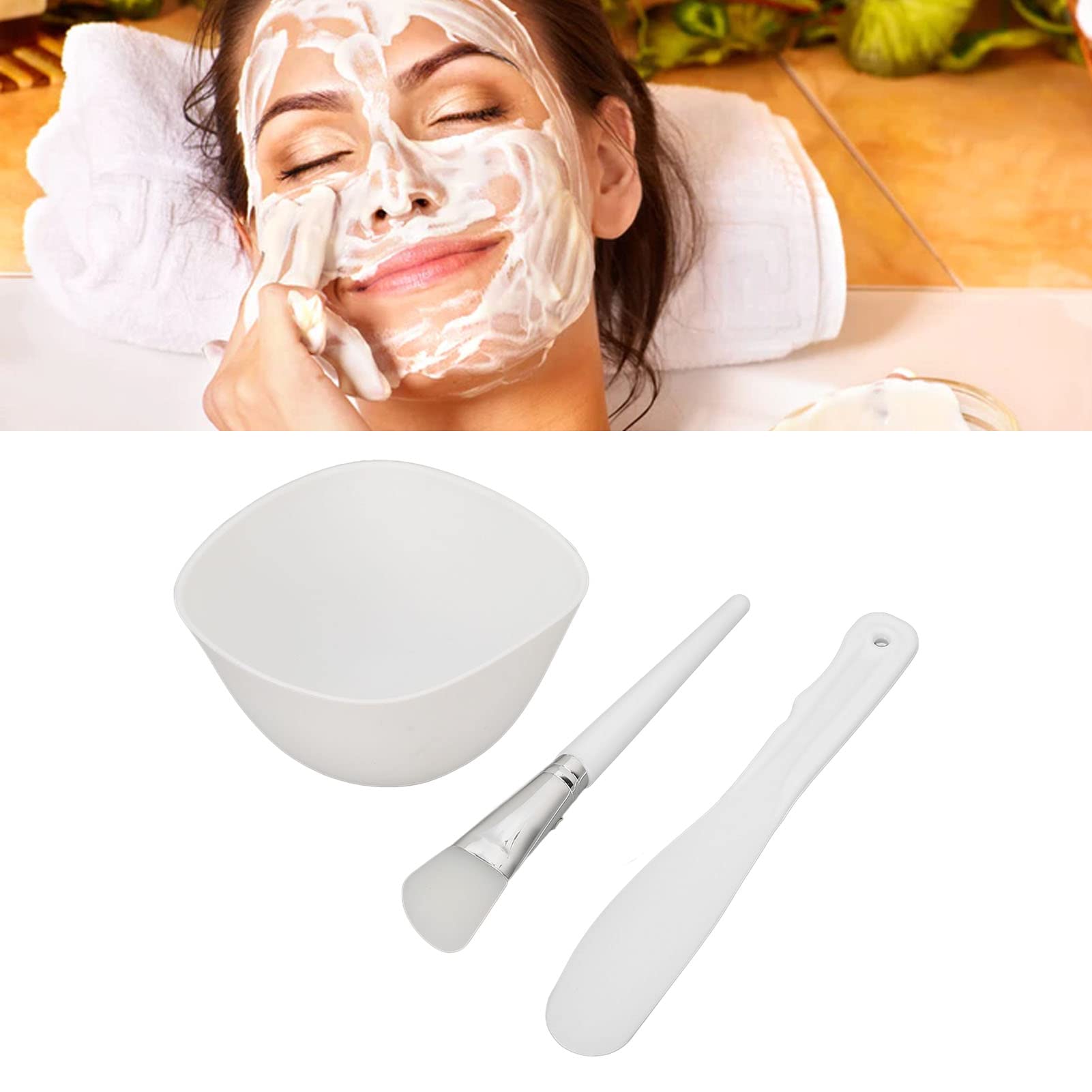 Set di Ciotole per Maschera per il Viso, Kit di Miscelazione per Maschera di Argilla Faite con Ciotola per Maschera in Silicone, Pennello per Maschera e Spatola per il Salone
