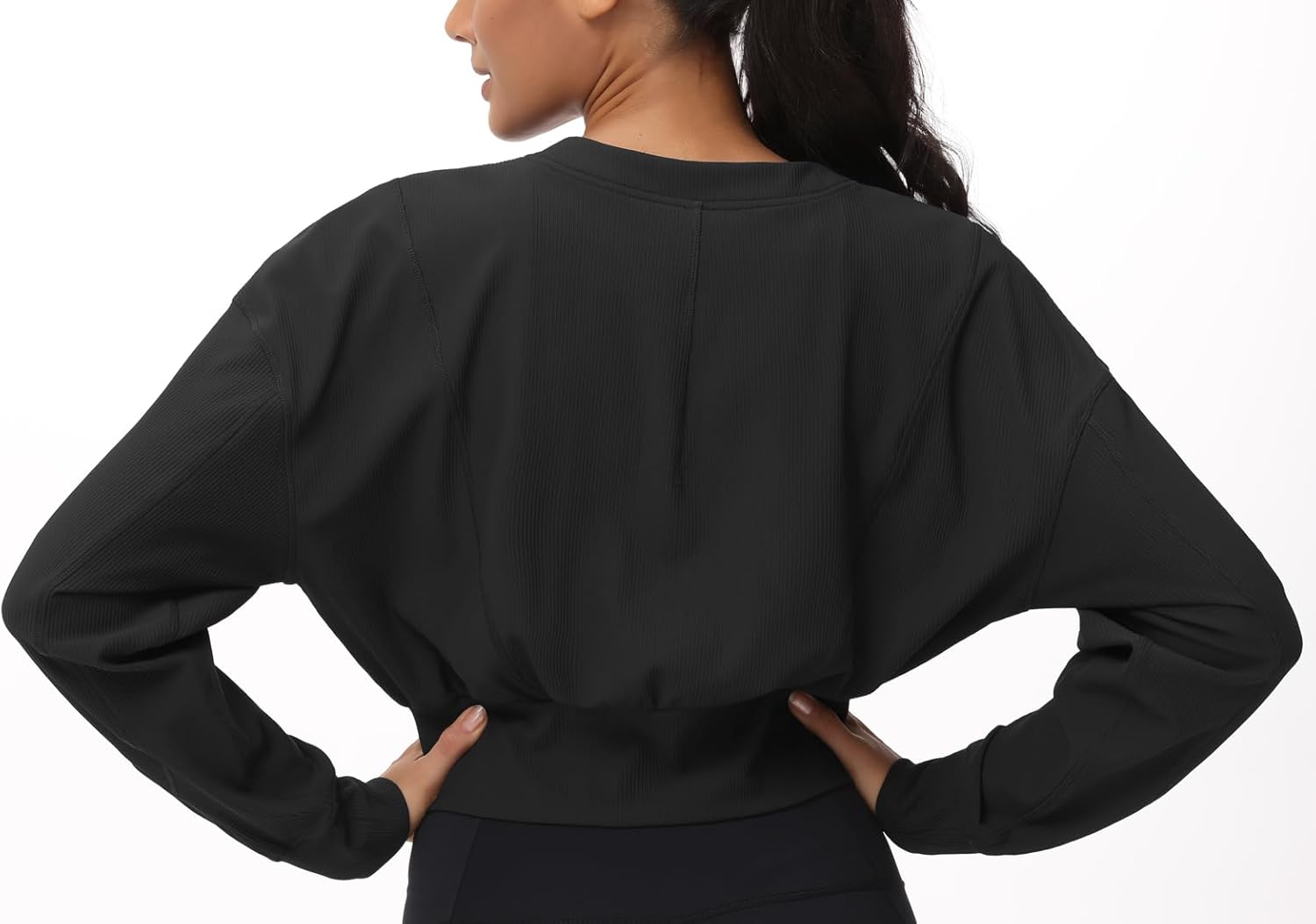 THE GYM PEOPLE Women's Cropped Jackets Full Zip Long Sleeve Ribbed Workout Sweatshirts Lightweight Casual Tops - Image 5