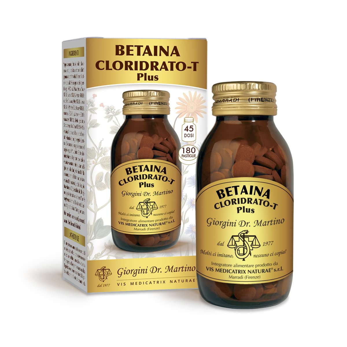 Dr Giorgini BETAINA CLORIDRATO-T Plus 90 g (180 pastiglie da 500 mg), Dr. Giorgini