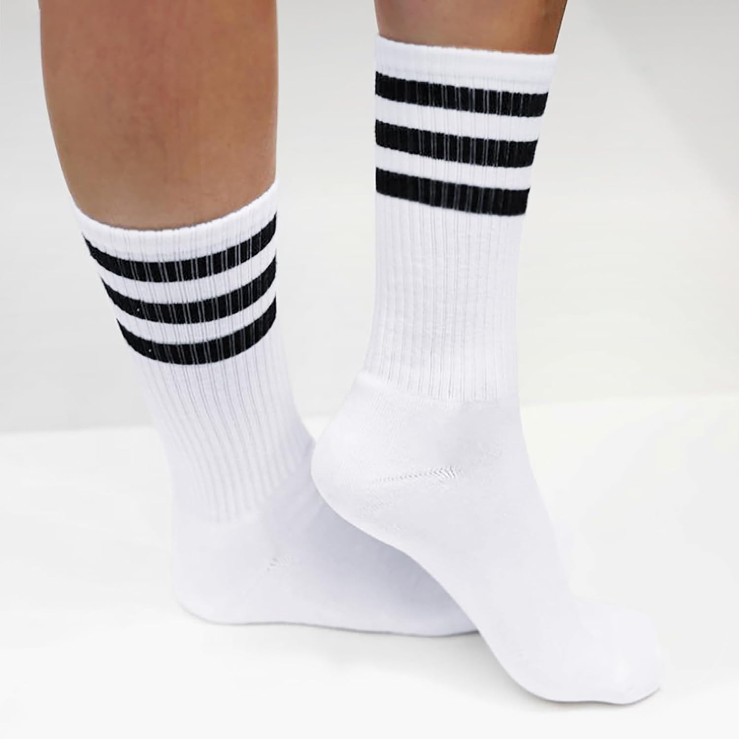 4 PAIRS Striped Crew Socks For Women Casual Cotton Novelty Retro Athltic Socks Unisex MultiColor - Image 2