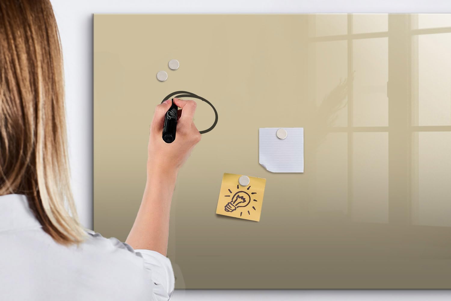 Lavagna in vetro per appunti 100x70 cm | Colore beige