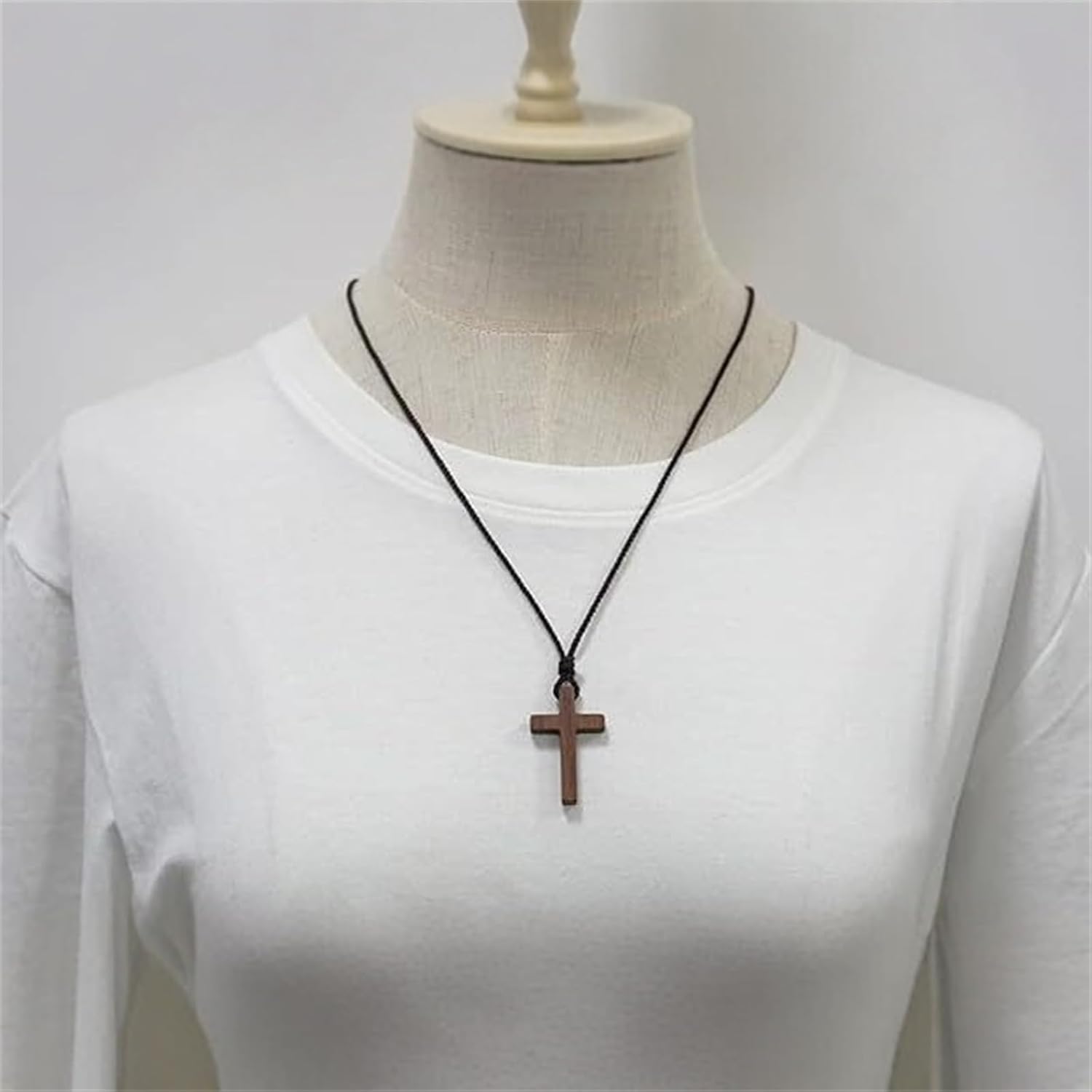 Wooden Cross Pendant Necklace For Men Women, Gifts Necklace Wooden Cross For Car Mirror Hanging Pendant,Rosarios Catolicos - Image 3