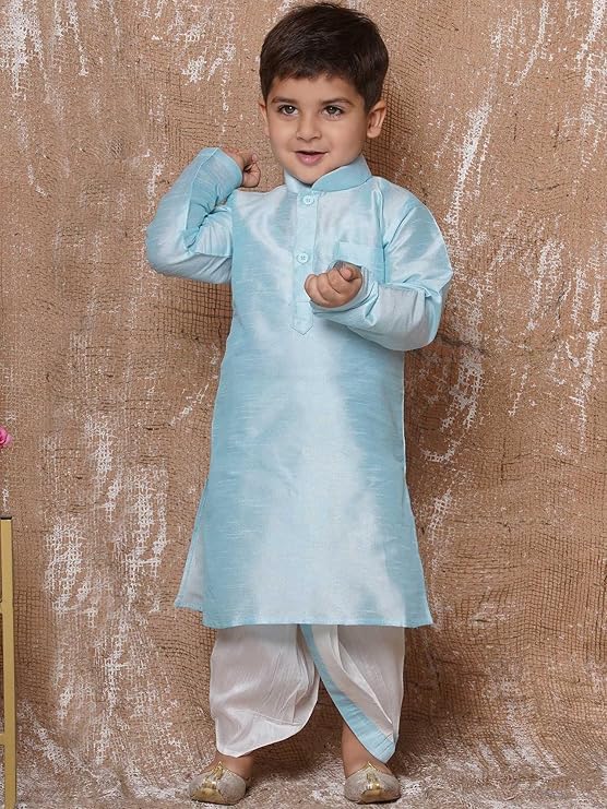 Image of AJ DEZINES Kids Ethnic Wear Pure Cotton Dhoti Kurta Set For Boys