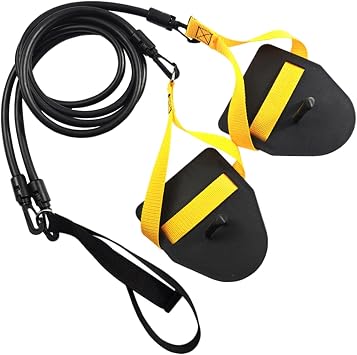 Perfeclan Swimming Arm Resistance Bands Exercise Bands with Hand paddle Resistance Stretch Cords Builder for pool Accessories Sports, Black