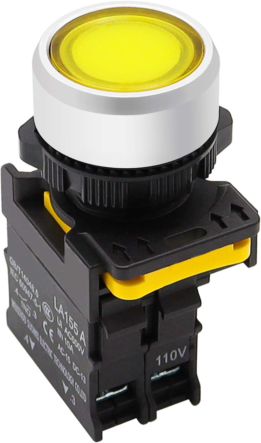 Yellow LED Light 1NO Momentary Push Button Switch