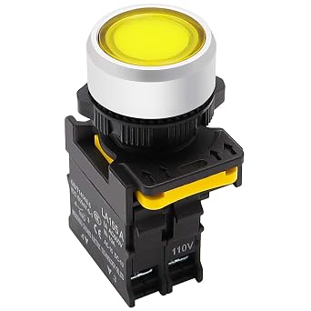 mxuteuk Yellow LED Light Voltage 110V-220V 22mm 1NO Waterproof IP65 SPST Momentary Push Button Switch 10A 600V LA155-A1-10D-Y