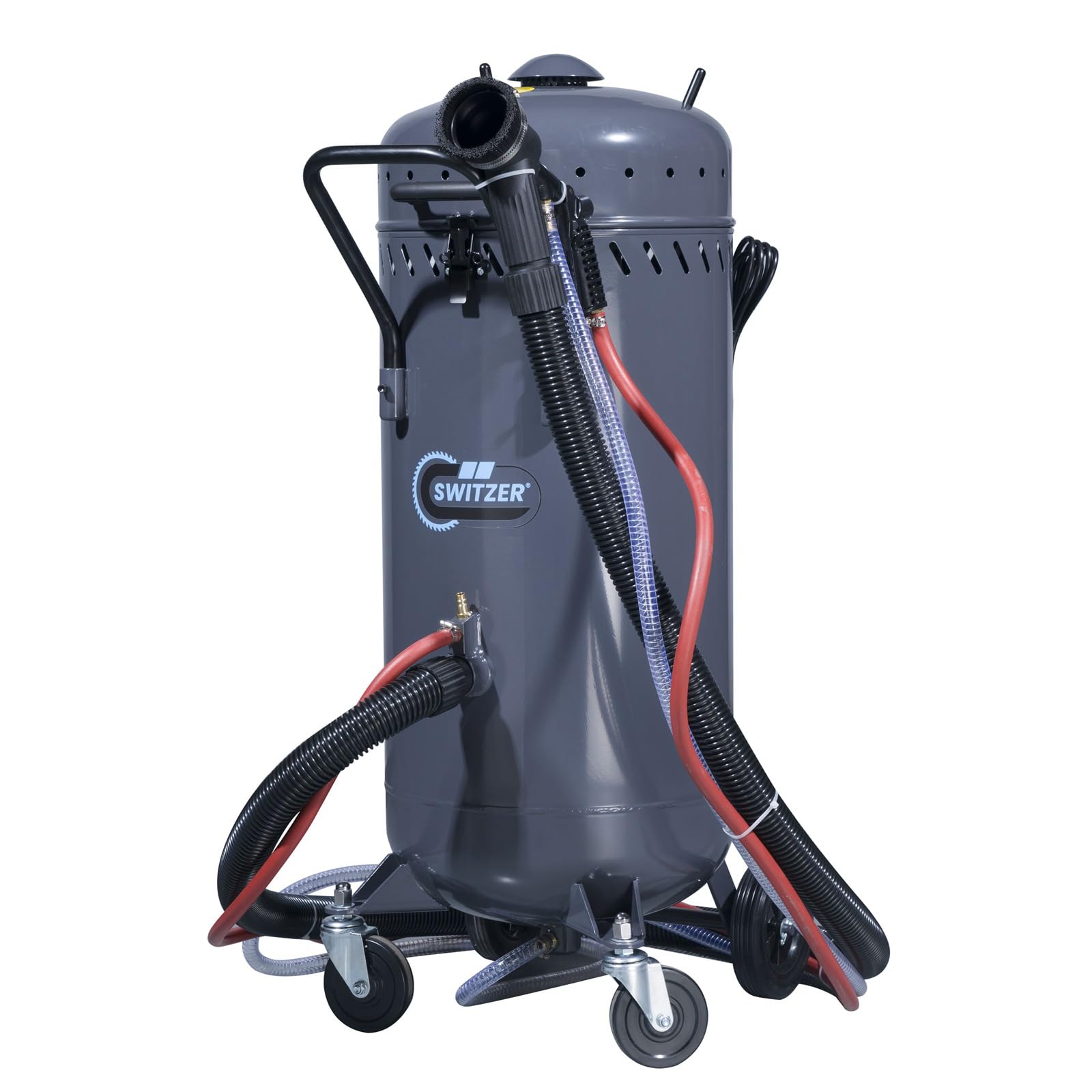 SwitZer 1200W Mobile Vacuum Sandblaster with Integrated Suction & Media Collection System, Portable Abrasive Blast Pot for Rust Removal, Paint Stripping & Metal Surface Cleaning