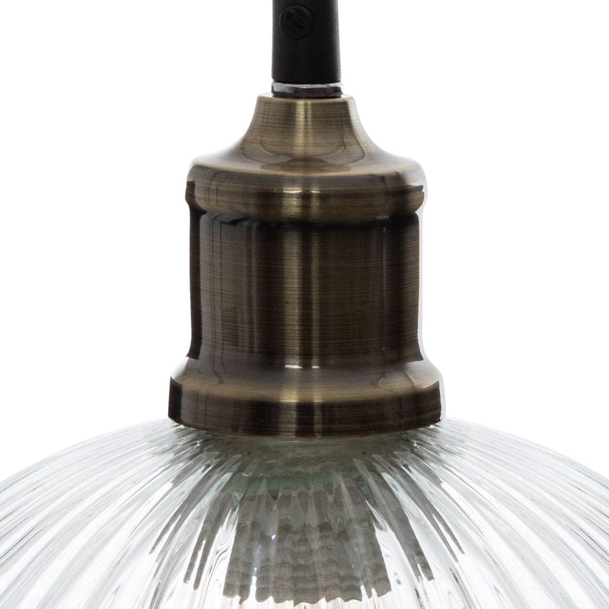 Atmosphera - Lámpara colgante Laye de cristal acanalado, 20 cm de diámetro, estilo retro bohemio - Lámpara de techo para salón y dormitorio