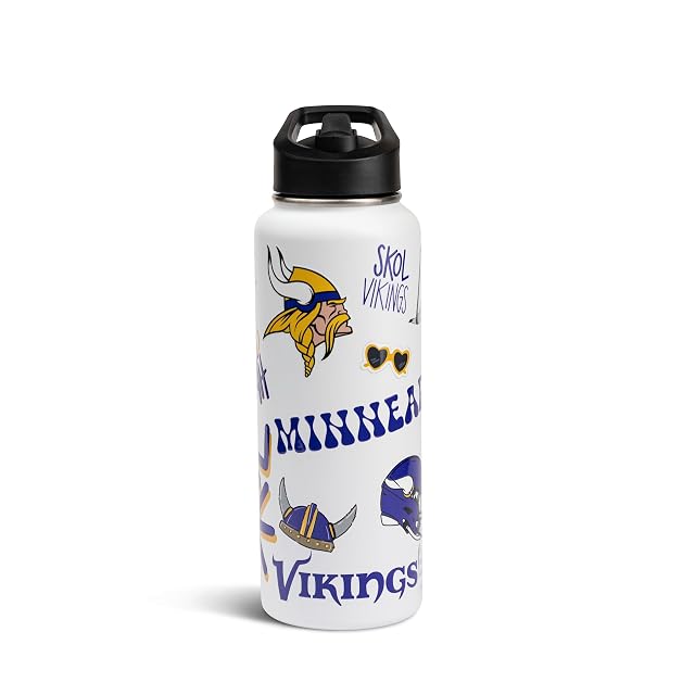 The Memory Company Officially Licensed NFL 34oz Water Bottle - Premium Stainless Steel Double-Wall Insulated Leakproof Design