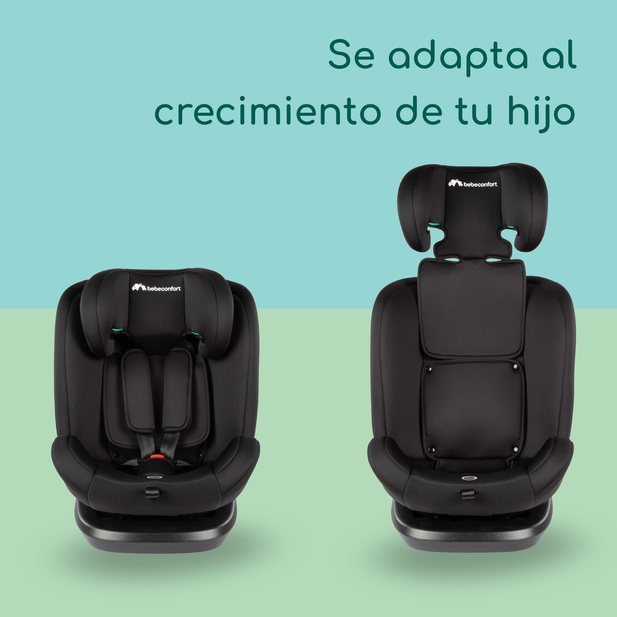 Bebeconfort Ever Fix i-Size, Silla de coche isofix grupo 123, Reclinable 4 posiciones, Protectores laterales, Para niños de 15 meses a 12 años, Black Mist