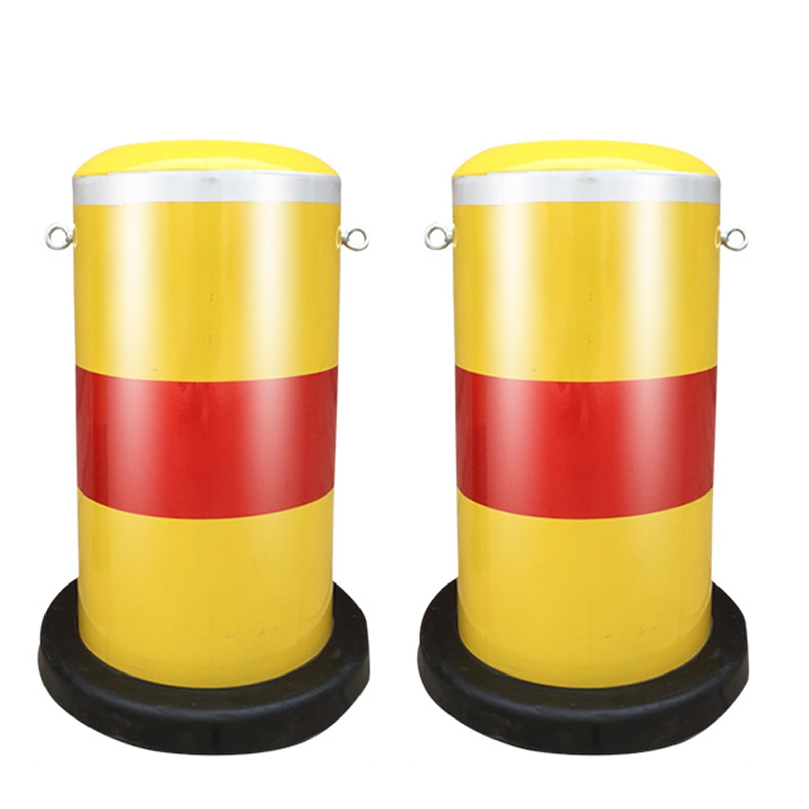 Poste de bolardo de acero reflectante de 45 cm: barrera de tráfico duradera for calzadas(Yellow,2pcs)