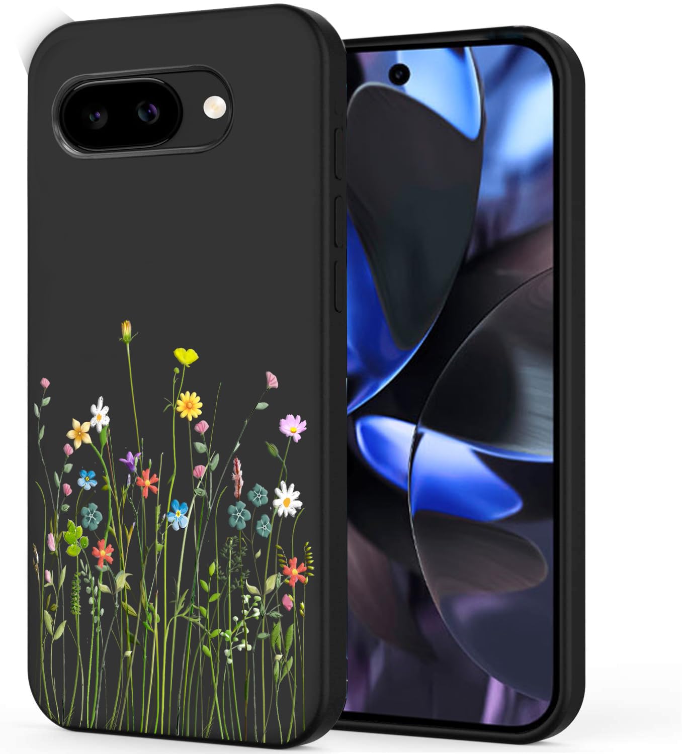 Unov Case Compatible with Pixel 9a (2025) 5G Case with Floral Bouquet Flower Girly Design Soft TPU Shock Absorption Slim Embossed Pattern Protective Back Cover