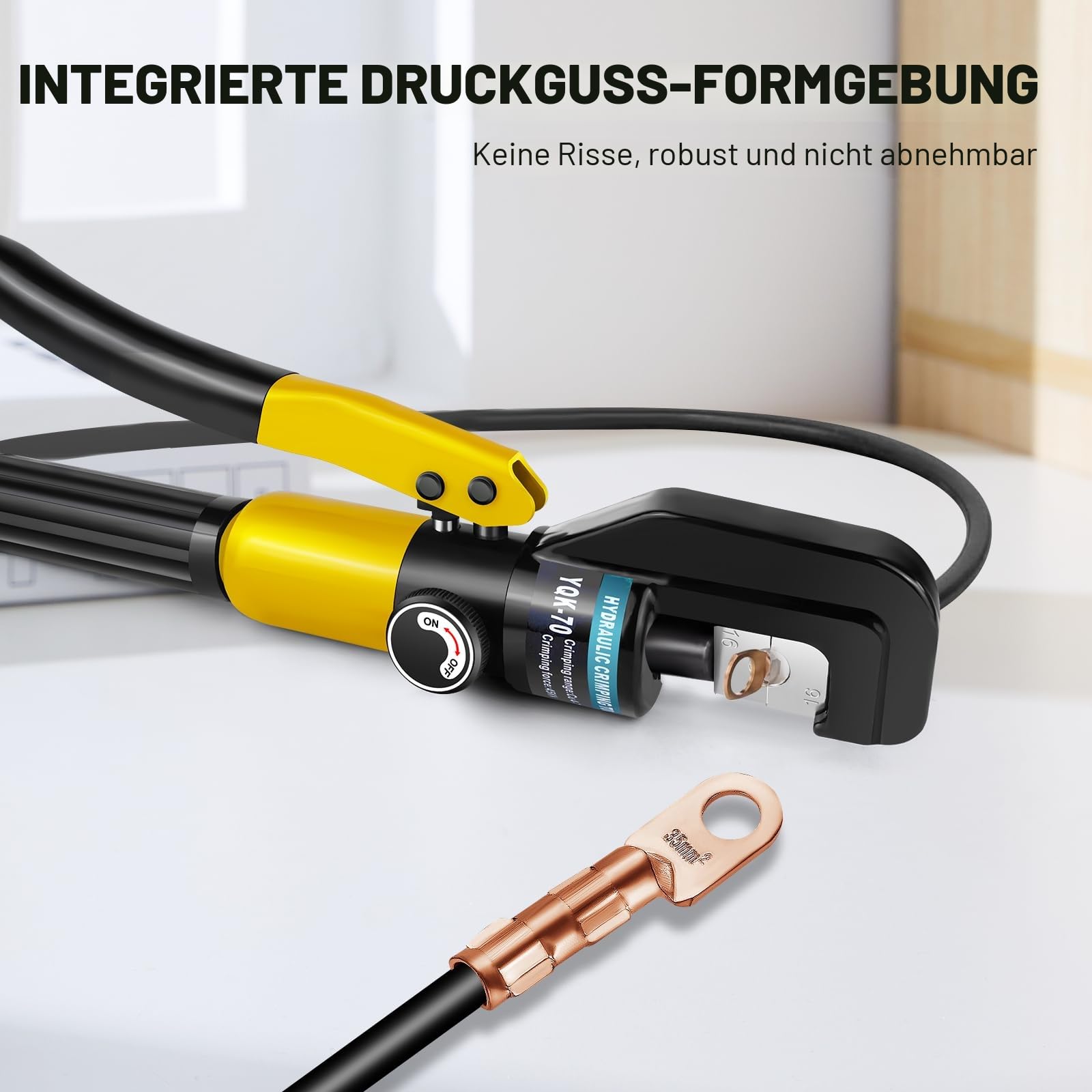 Hydraulische Crimpzange Draht Batterie Kabelschuh Terminal Crimpzange 9 Dies 4-70mm² 100KN Hydraulische Crimper Set Crimpzange 9 Schneideisen für Kupfer Aluminium Kabelschuhe