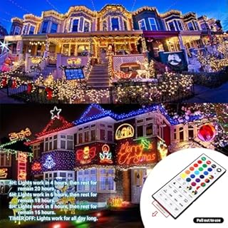 LJLNION 98.5ft Christmas Lights Color Changing with Remote, 300 LED RGB Fairy String Lights Halloween Decorative Lights, 8 Lighting Modes & Timer, Plug in Indoor Outdoor Xmas Wedding Party Decor