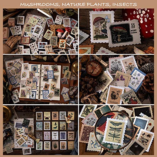 Vintage Postage Stamp Stickers Set (276 Pieces) - Botanical Deco Sticker For Scrapbooking, Bullet Journaling, Junk Journal, Planners, Bujo Travel Diary, Nature Plant Ephemera #TOP2