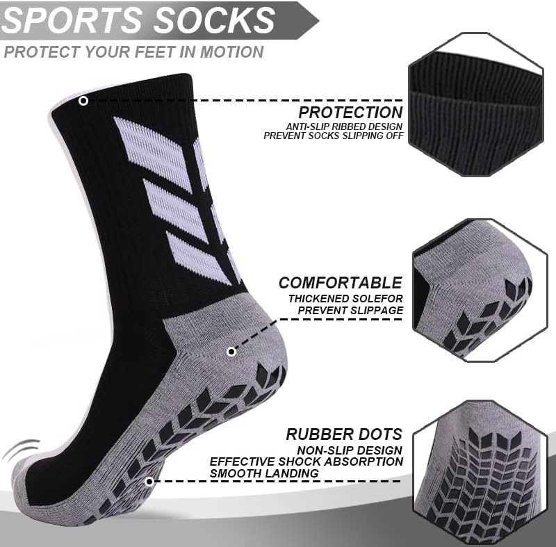 Miniatura 2 de MENDENG Calcetines de agarre para hombres - Calcetines antideslizantes de fútbol y hospital